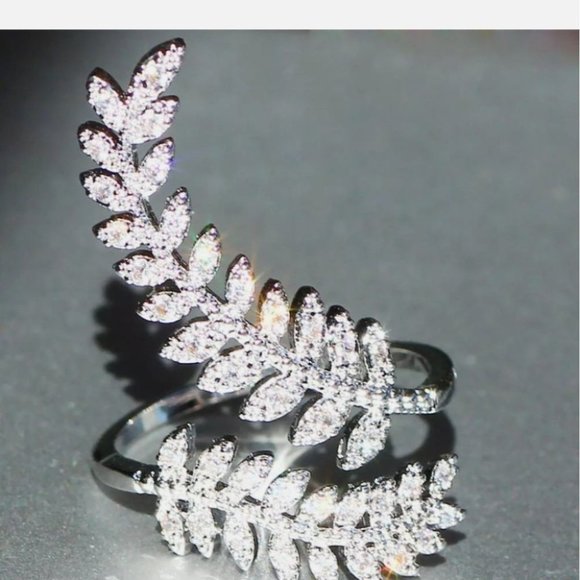 Jewelry - Leaf Women 925 Silver Diamond CZ Ring